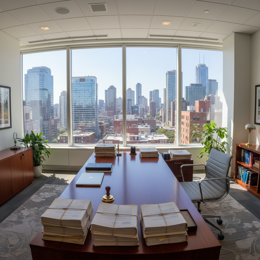 Wide view of a professional law office where one might ask can you notarize your own documents near a window.